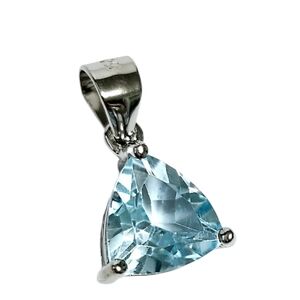 1.75ct Swiss Blue Topaz Trillion Sterling Silver Pendant